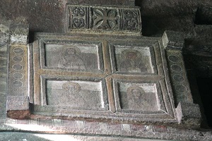 Carved out false window with decorations in Bet Maryam | Lalibela Northern Cluster | Ethiopia